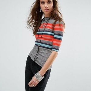 Free people  stripe layering tee size M (fits S)